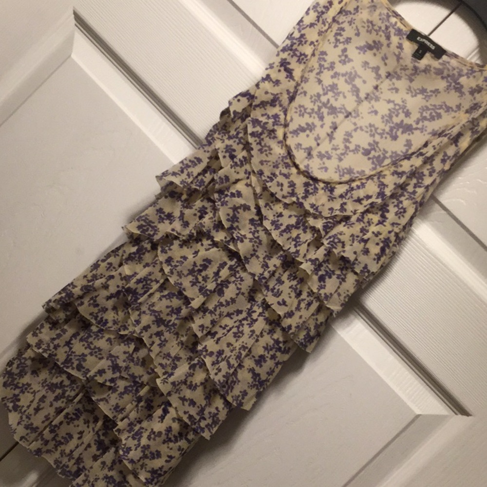Sheer Ruffle floral type printed tank